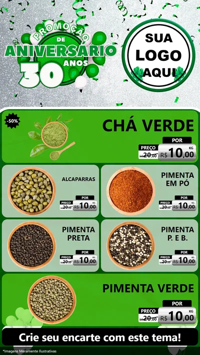 Modelo de TV para TV Vertical com o tema Promoção de Aniversário - 30 Anos para Produtos Naturais