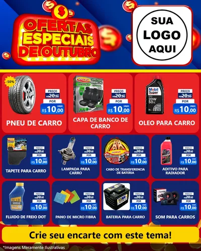 Modelo de Rede Social para Feed Instagram com o tema Ofertas Especiais de Outubro para Auto peças