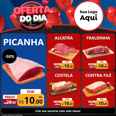 Modelo de Rede Social para Feed Facebook com o tema Oferta do Dia para Açougue
