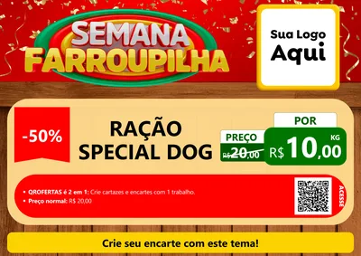 Modelo de Cartaz para Cartaz A4 Horizontal com o tema Semana Farroupilha para Pet Shop