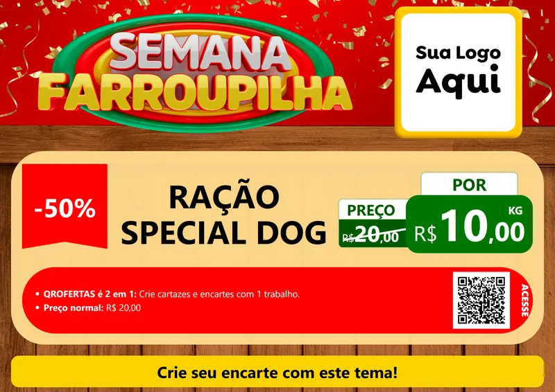 Modelo de Cartaz para Cartaz A4 Horizontal com o tema Semana Farroupilha para Pet Shop