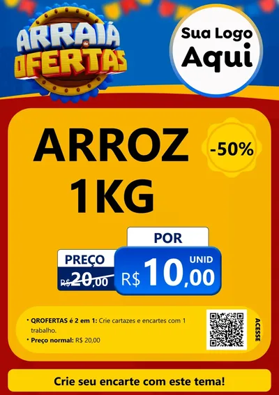 Modelo de Cartaz para Cartaz A4 Vertical com o tema Arraiá de Ofertas - Junina para Supermercado