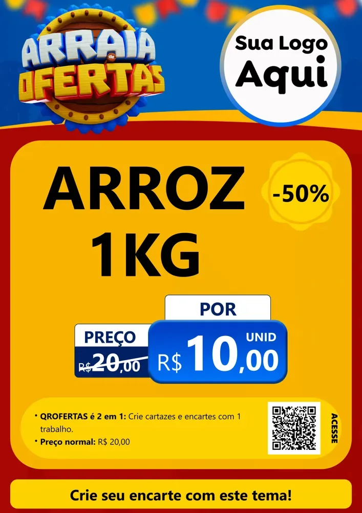 Modelo de Cartaz para Cartaz A4 Vertical com o tema Arraiá de Ofertas - Junina para Supermercado