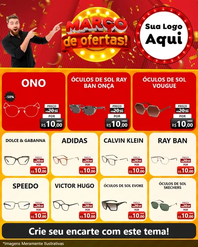 Modelo de Rede Social para Feed Instagram com o tema Março de Ofertas! para Óticas