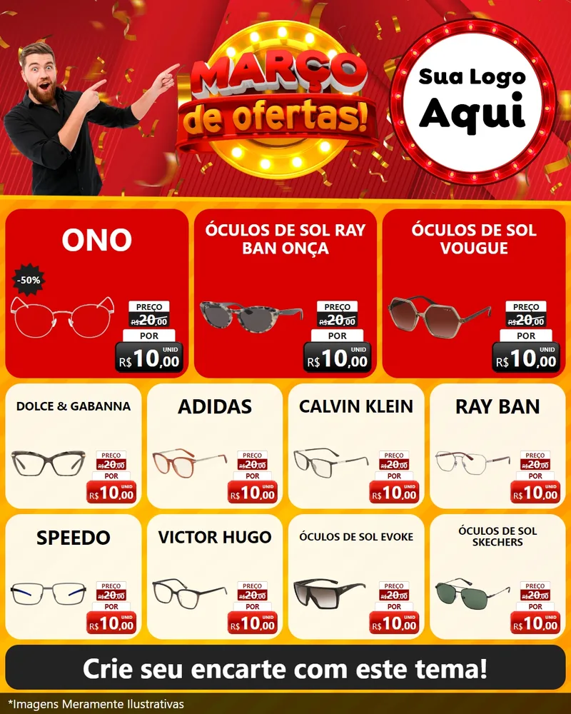 Modelo de Rede Social para Feed Instagram com o tema Março de Ofertas! para Óticas