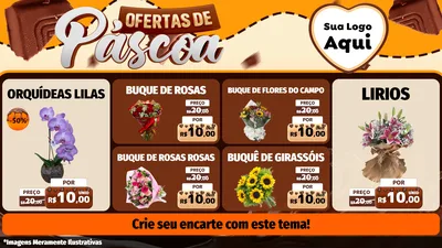 Modelo de TV para TV Horizontal com o tema Ofertas de Páscoa para Floricultura e jardim