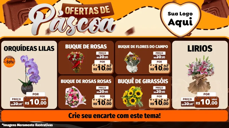 Modelo de TV para TV Horizontal com o tema Ofertas de Páscoa para Floricultura e jardim