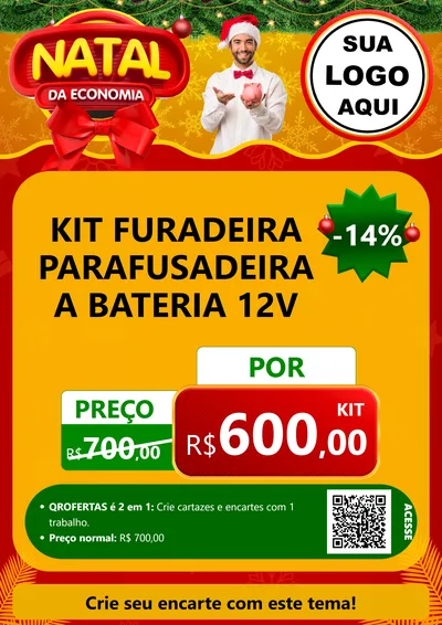 Modelo de Cartaz para Cartaz A4 Vertical com o tema Natal da Economia para Maquinas e Ferramentas