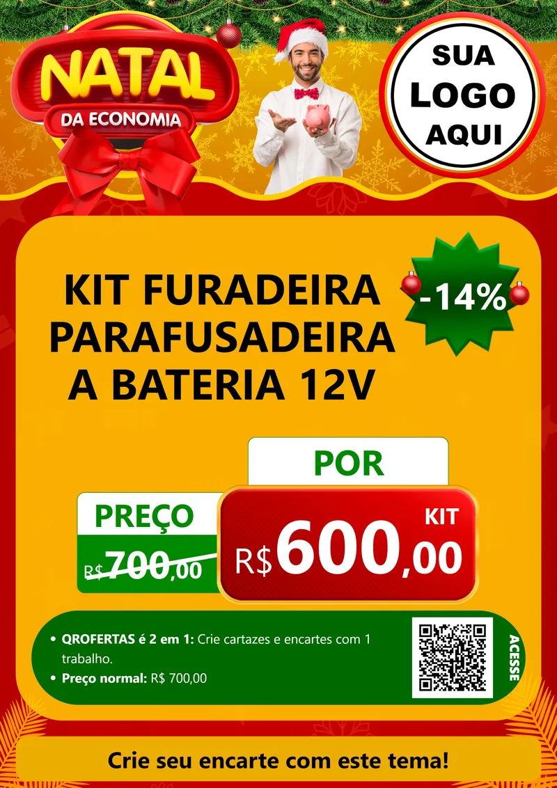Modelo de Cartaz para Cartaz A4 Vertical com o tema Natal da Economia para Maquinas e Ferramentas