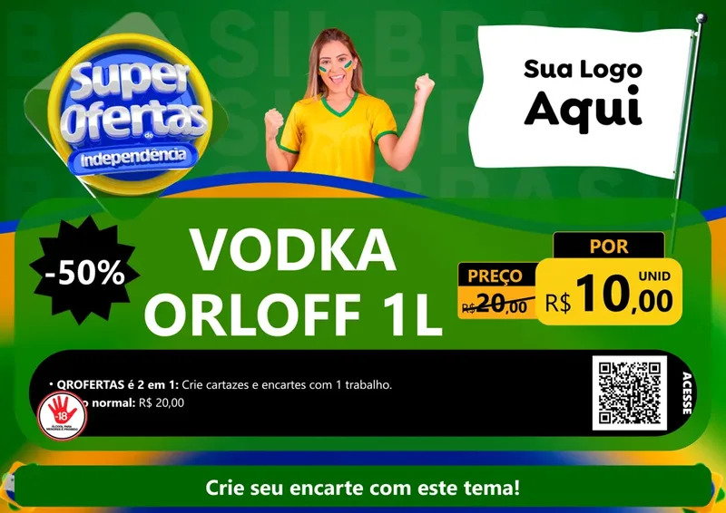 Modelo de Cartaz para Cartaz A4 Horizontal com o tema Super Ofertas de Independência para Distribuidora de bebidas