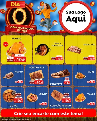 Modelo de Rede Social para Feed Instagram com o tema Dia O - O Dia Mais Barato Do Mês para Assados