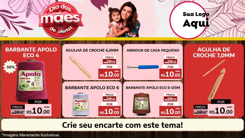 Modelo de TV para TV Horizontal com o tema Dia Das Mães De Ofertas para Armarinho e Aviamentos