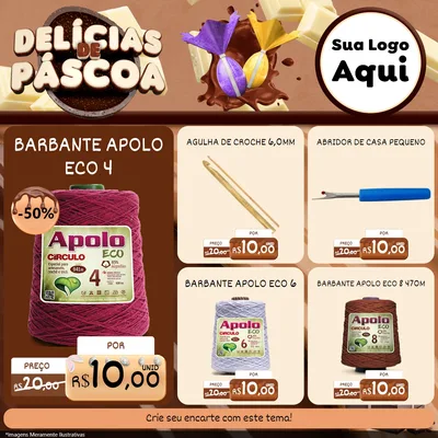 Modelo de Rede Social para Feed Facebook com o tema Delícias de Páscoa para Armarinho e Aviamentos