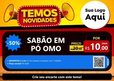 Modelo de Cartaz para Cartaz A4 Horizontal com o tema Temos Novidades para Produtos de Limpeza