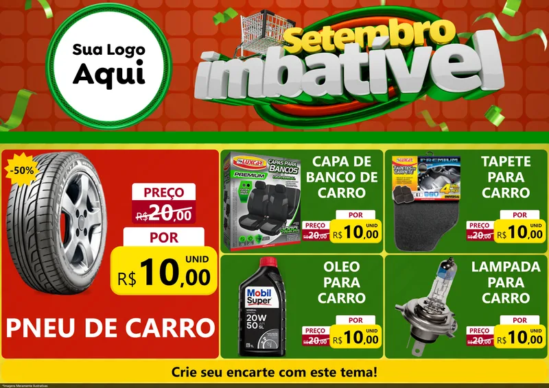 Modelo de Encarte para Encarte A4 Horizontal com o tema Setembro Imbatível para Auto peças