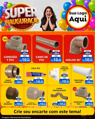 Modelo de Rede Social para Feed Instagram com o tema Super Inauguração para Tubos e conexões