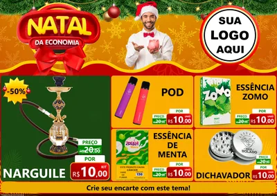 Modelo de Encarte para Encarte A4 Horizontal com o tema Natal da Economia para Tabacaria