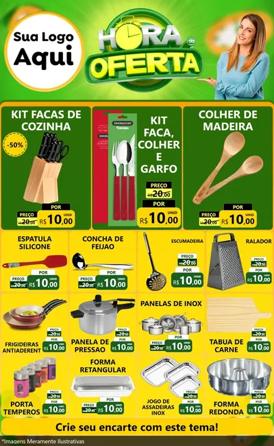 Modelo de Encarte para Encarte Grande com o tema Hora da Oferta para Utilidades Domésticas