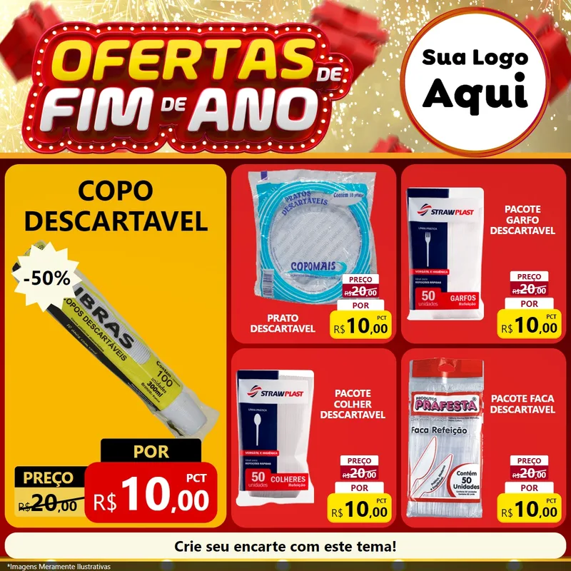 Modelo de Rede Social para Feed Facebook com o tema Ofertas de Fim de Ano para Embalagens