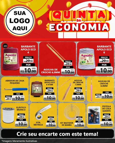 Modelo de Rede Social para Feed Instagram com o tema Quinta da Economia para Armarinho e Aviamentos