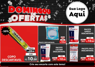 Modelo de Encarte para Encarte A4 Horizontal com o tema Domingou de Ofertas para Embalagens