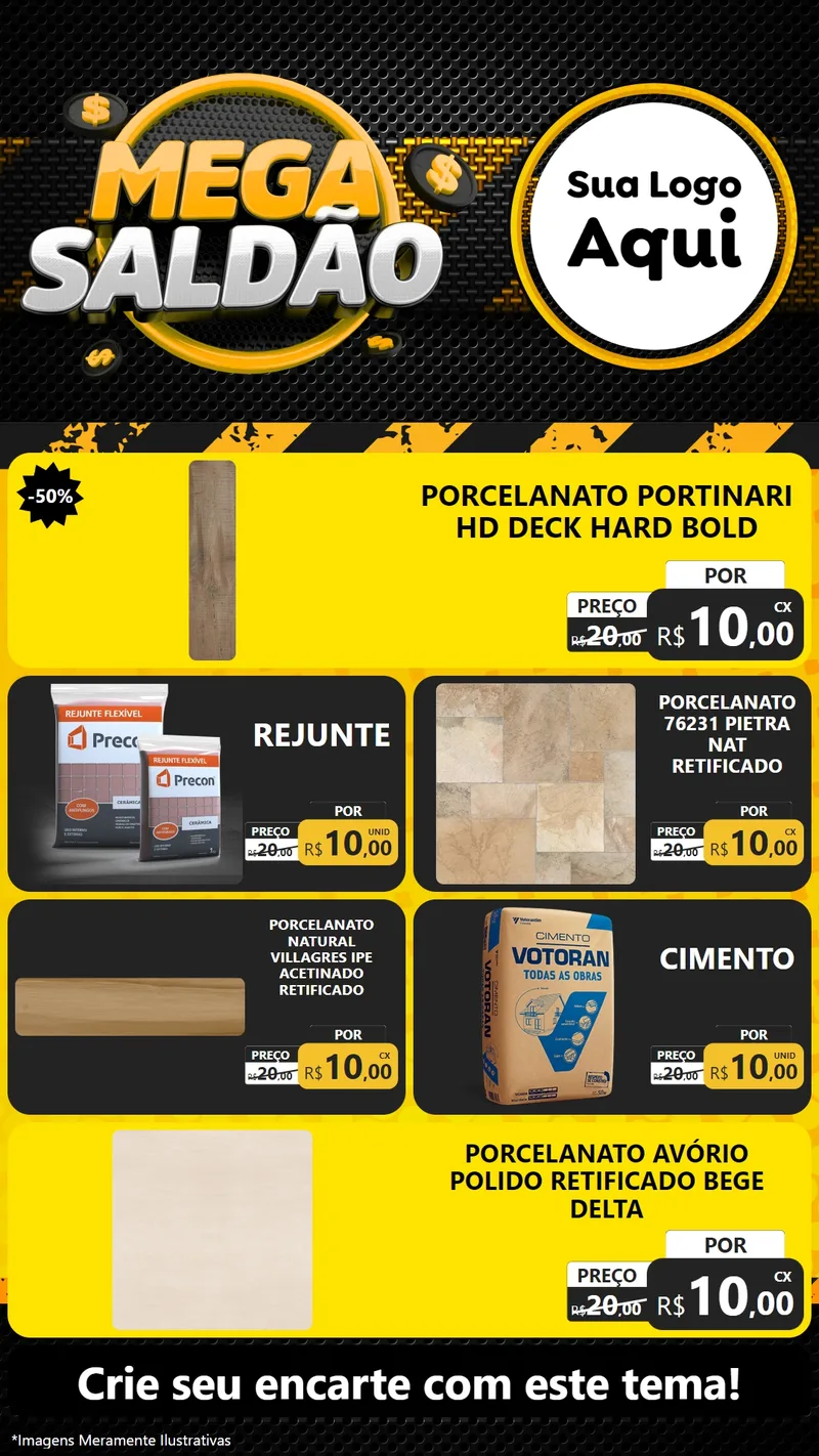 Modelo de TV para TV Vertical com o tema Mega Saldão para Pisos e revestimentos