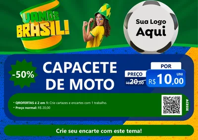 Modelo de Cartaz para Cartaz A4 Horizontal com o tema Vamos Brasil - Copa para Moto peças