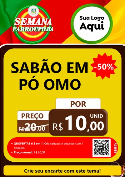 Modelo de Cartaz para Cartaz A4 Vertical com o tema Semana Farroupilha para Produtos de Limpeza