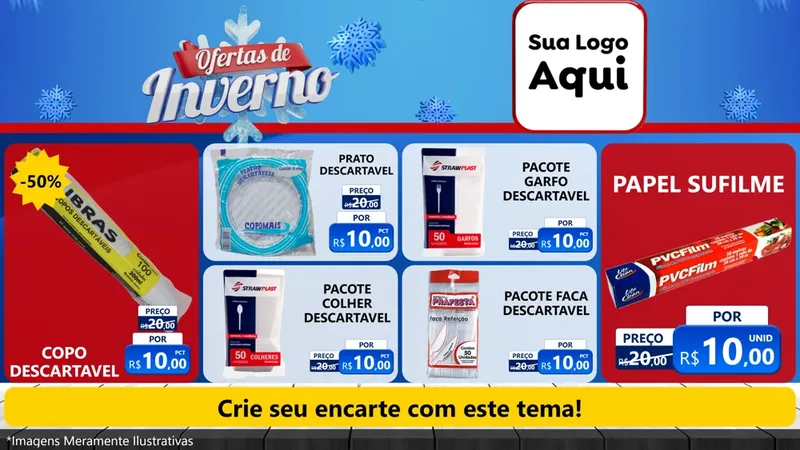 Modelo de TV para TV Horizontal com o tema Ofertas de Inverno para Embalagens