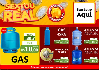 Modelo de Encarte para Encarte A4 Horizontal com o tema Sextou do Real para Água e gás