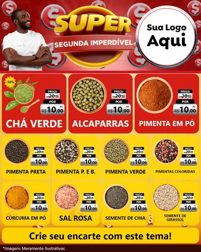 Modelo de Rede Social para Feed Instagram com o tema Super Segunda Imperdível para Produtos Naturais