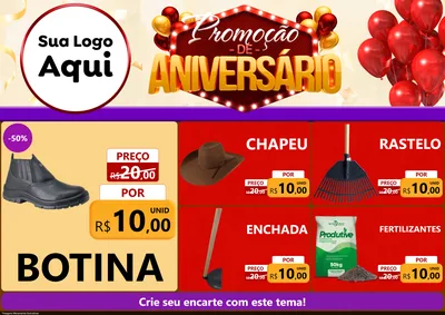 Modelo de Encarte para Encarte A4 Horizontal com o tema Promoção de Aniversário para Agropecuária