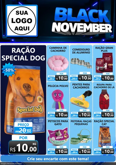 Modelo de Encarte para Encarte A4 Vertical com o tema Black November para Pet Shop