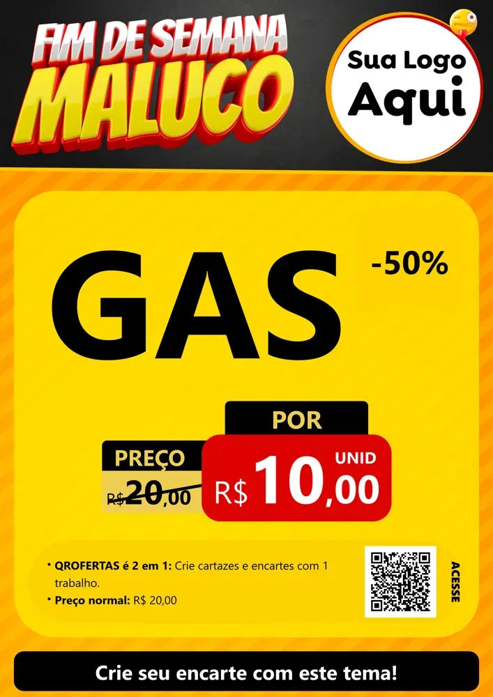 Modelo de Cartaz para Cartaz A4 Vertical com o tema Final de Semana Maluco para Água e gás