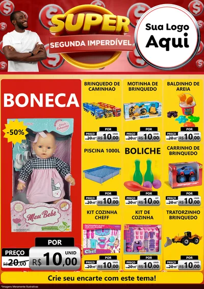 Modelo de Encarte para Encarte A4 Vertical com o tema Super Segunda Imperdível para Brinquedos