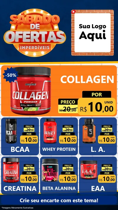 Modelo de Rede Social para Stories com o tema Sábado de Ofertas Imperdíveis para Suplementos alimentares