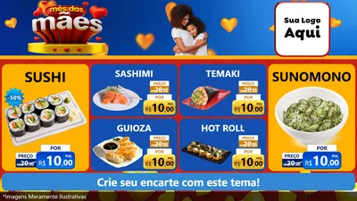 Modelo de TV para TV Horizontal com o tema Mês das Mães para Comida japonesa