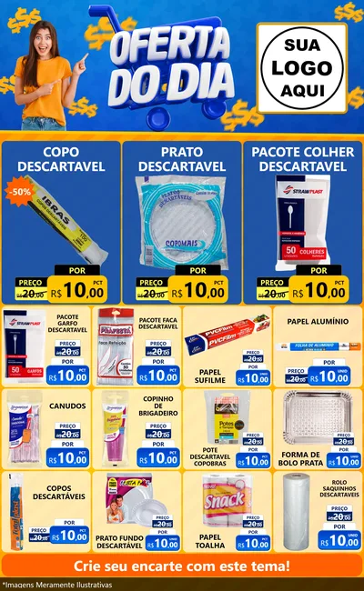 Modelo de Encarte para Encarte Grande com o tema Oferta do Dia para Embalagens