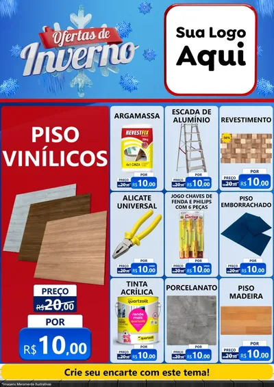 Modelo de Encarte para Encarte A4 Vertical com o tema Ofertas de Inverno para Material para Construção
