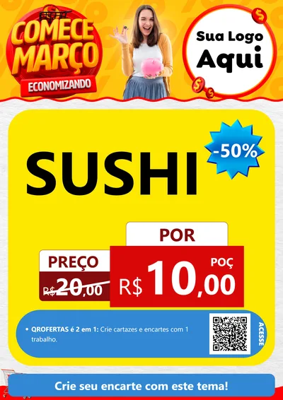 Modelo de Cartaz para Cartaz A4 Vertical com o tema Comece Março Economizando para Comida japonesa