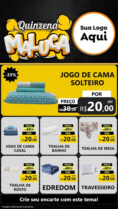 Modelo de Rede Social para Stories com o tema Quinzena Maluca para Cama, Mesa e Banho