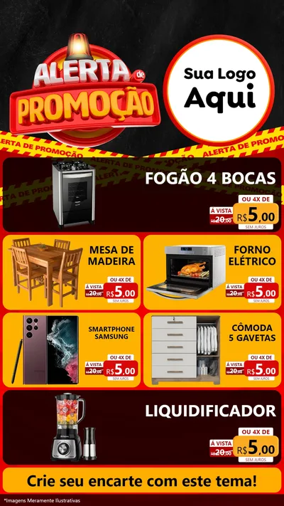 Modelo de TV para TV Vertical com o tema Alerta de Promoção para Móveis e Eletro