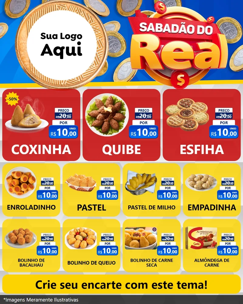 Modelo de Rede Social para Feed Instagram com o tema Sabadão do Real para Salgadaria