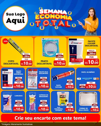 Modelo de Rede Social para Feed Instagram com o tema Semana Economia Total para Embalagens