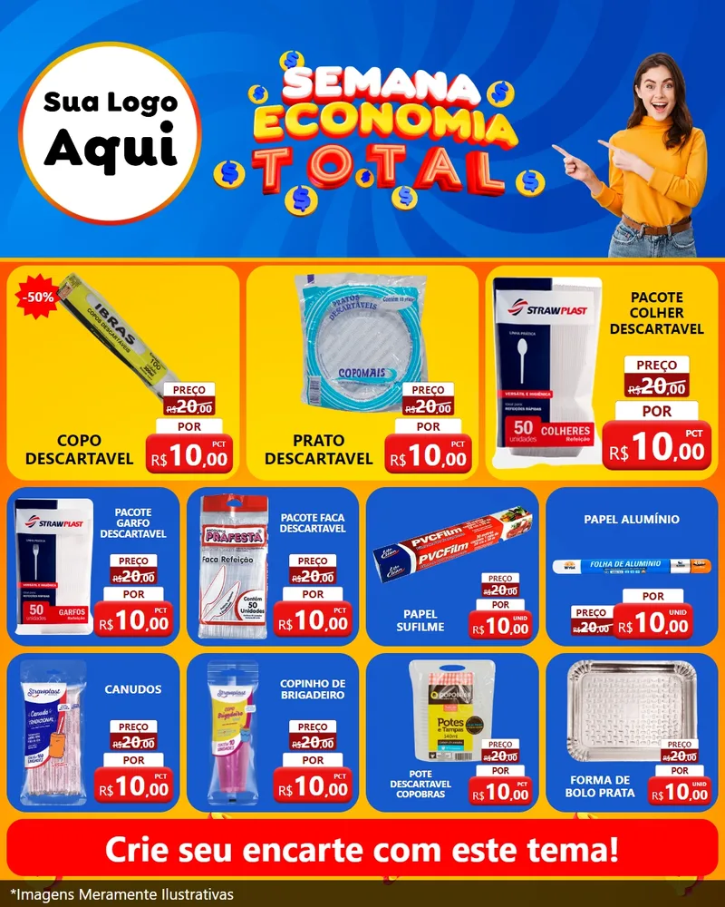 Modelo de Rede Social para Feed Instagram com o tema Semana Economia Total para Embalagens