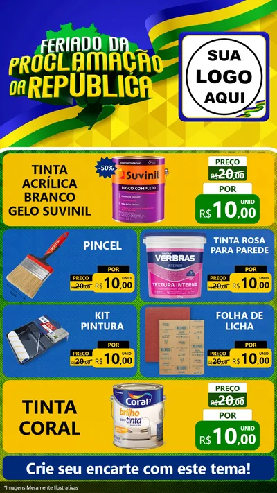Modelo de TV para TV Vertical com o tema Feriado da Proclamação da República para Tintas e Ferramentas