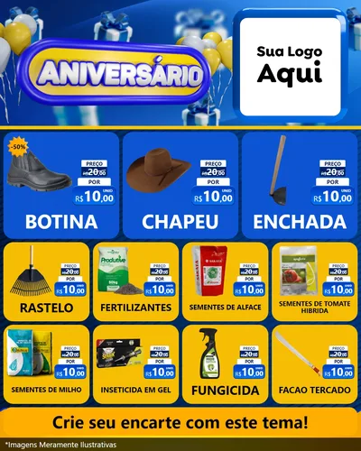 Modelo de Rede Social para Feed Instagram com o tema Aniversário para Agropecuária