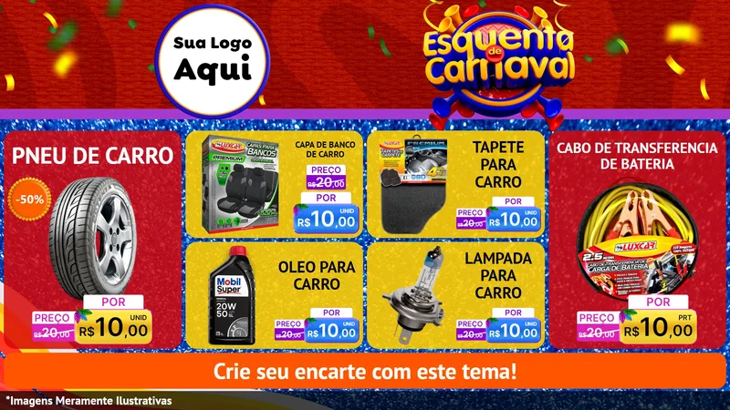 Modelo de TV para TV Horizontal com o tema Esquenta de Carnaval para Auto peças