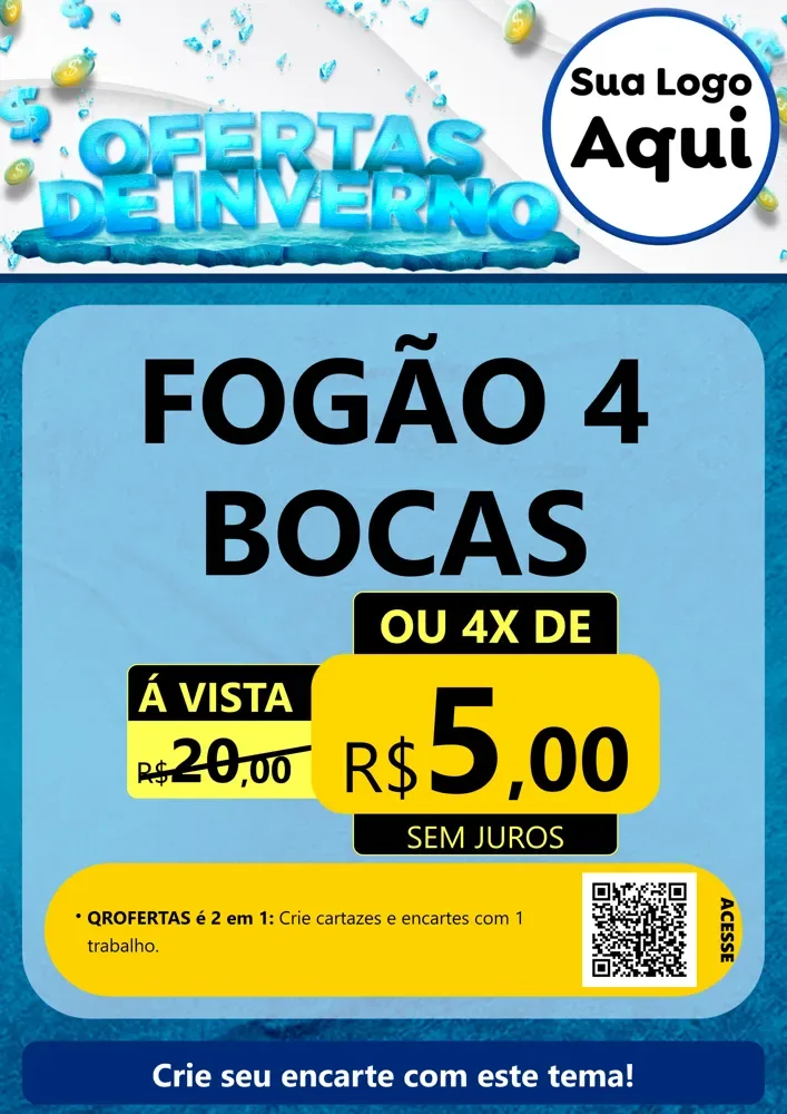 Modelo de Cartaz para Cartaz A4 Vertical com o tema Ofertas de Inverno para Móveis e Eletro