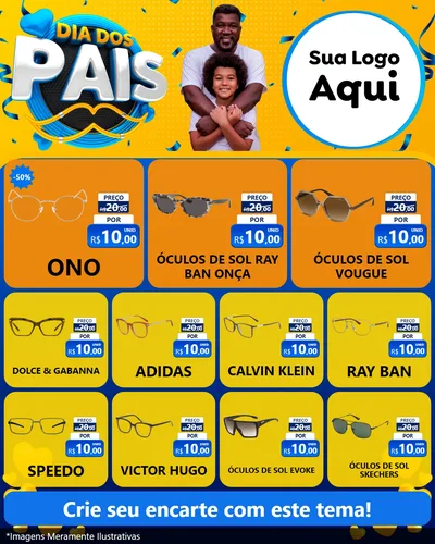 Modelo de Rede Social para Feed Instagram com o tema Dia dos Pais para Óticas